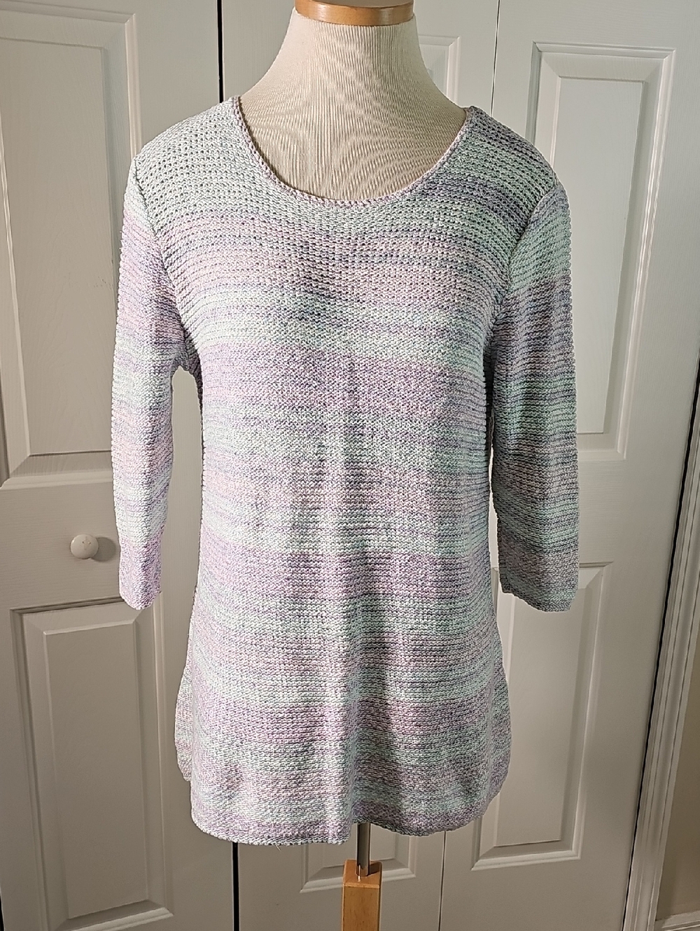 Catherines Space Dye‎ Knit Tunic Womens Size XL Purple Green 3/4 Sleeve Sweater
